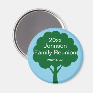 Aimant Souvenir de réunion de famille avec nom, arbre et