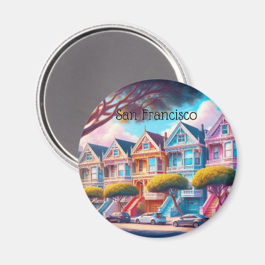 Aimant Souvenir de San Francisco Victorian Dames peintes (Recto/Verso)