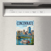 Aimant 🌉 Souvenir de vacances à Cincinnati Ohio Rive 🌉 (In Situ (Lave-vaisselle))