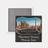 Aimant 🧲 Souvenir de vacances sur la skyline de Barcelon (Recto/Verso)