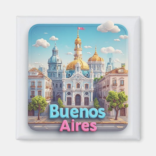 Aimant Souvenir de voyage à Buenos Aires 💙 (Devant)
