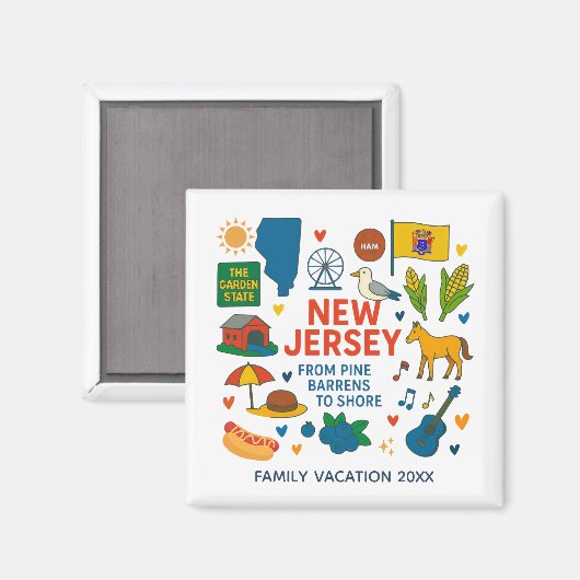 Aimant Souvenir de voyage de famille dans le New Jersey - (Recto/Verso)