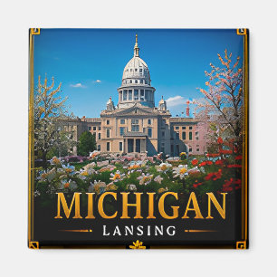 Aimant 🗺️ Souvenir de voyage du Michigan pour les voyage