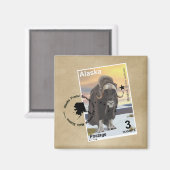 Aimant Souvenir du timbre de Muskox (Recto/Verso)