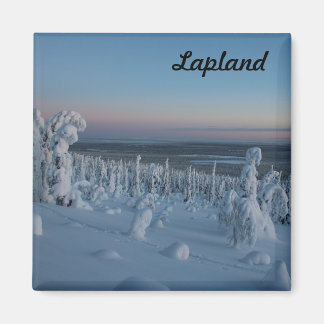 Aimant Souvenir Forêt enneigée de Laponie