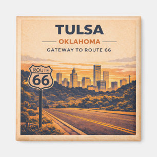 Aimant Souvenir Frigo Ligne d'Horizon Tulsa Route 66