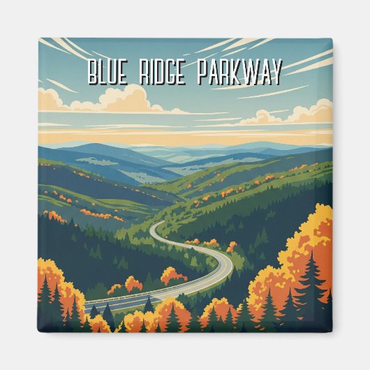 Aimant Souvenir vintage Blue Ridge Parkway (Devant)