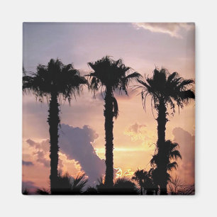 Aimant Souvenirs de palmiers au coucher du soleil Limas