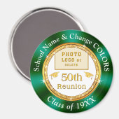 Aimant Souvenirs de réunion de 50e classe, Vert, Blanc, O (Recto/Verso)