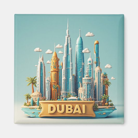 Aimant 🧲 Souvenirs de vacances à Dubaï à chérir 🌴 (Devant)