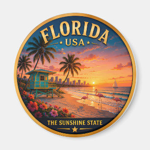 Aimant Souvenirs de vacances à Palm Beach en Floride 🟡