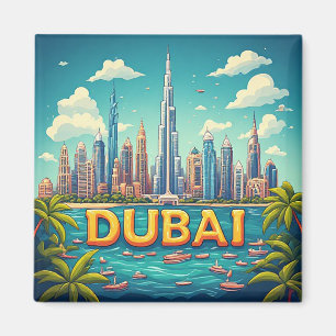 Aimant 🧲 Souvenirs de voyage à Dubaï depuis l'horizon de