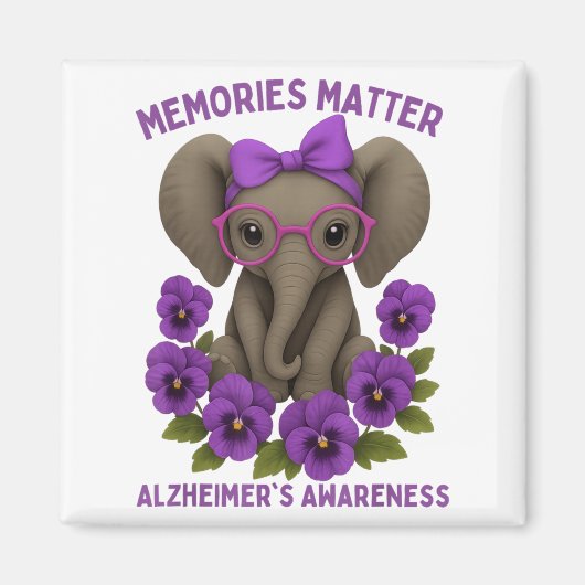 Aimant Souvenirs Heimer's Awareness Purple Elephant Flowe (Devant)