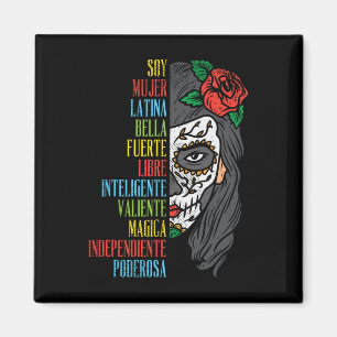 Aimant Soy Mujer Latina Crâne à sucre Femmes Cinco De May