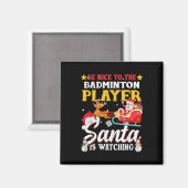 Aimant Soyez Contente De Badminton Player Père Noël Regar (Recto/Verso)