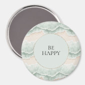 Aimant Soyez Heureux Mint Circle Beach Aqua Waves (Recto/Verso)
