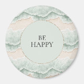Aimant Soyez Heureux Mint Circle Beach Aqua Waves (Devant)