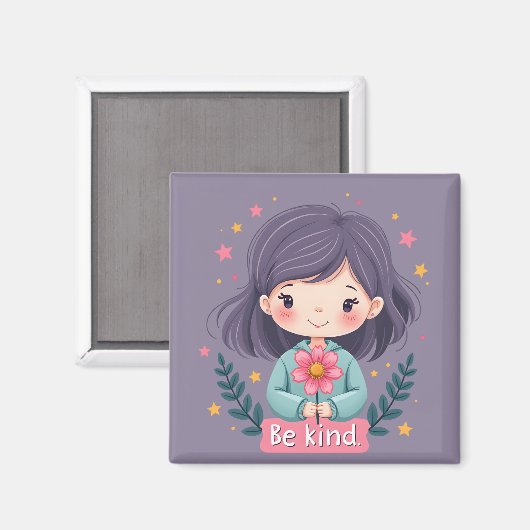 Aimant Soyez une fille mignonne avec l'art positif Fleur (Recto/Verso)