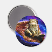 Aimant Space cat couché sur une pizza (Recto/Verso)
