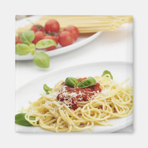 Aimant Spaghetti avec la sauce tomate et le basilic