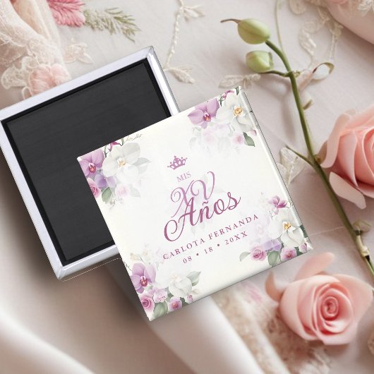 Aimant Spanish Mis XV Exquisite Floral Orchids Bouquets