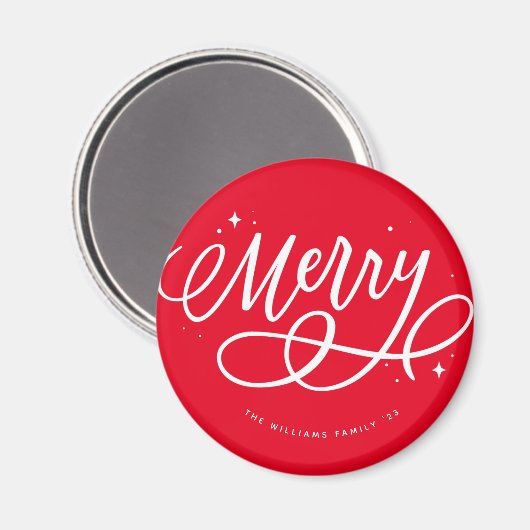 Aimant Sparkly Bubbly Script Merry Holiday (Recto/Verso)