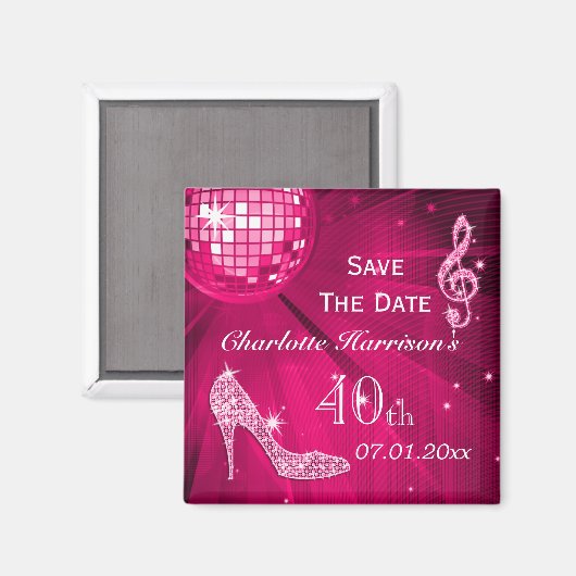 Aimant Sparkly Stiletto Heel 40e anniversaire Enregistrer (Recto/Verso)