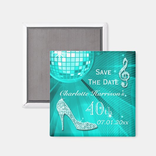 Aimant Sparkly Stiletto Heel 40e anniversaire Enregistrer (Recto/Verso)