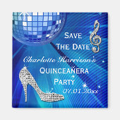 Aimant Sparkly Stiletto Heel Quinceañera Enregistrer La D (Devant)