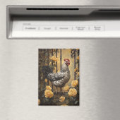 Aimant Speckled Hen with Yellow Roses Oil Painting (In Situ (Lave-vaisselle))