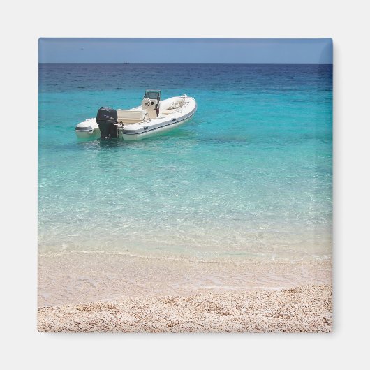 Aimant Speedboat dans l'aimant bleu mer (Devant)