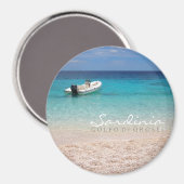 Aimant Speedboat dans l'aimant de texte rond bleu mer (Recto/Verso)