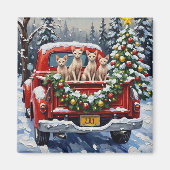 Aimant Sphynx Cat Christmas Red Truck Holiday (Devant)