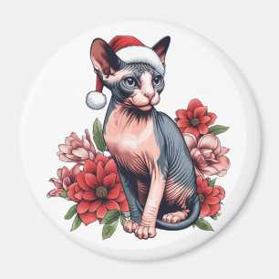Aimant Sphynx Chat Santa Hat Noël