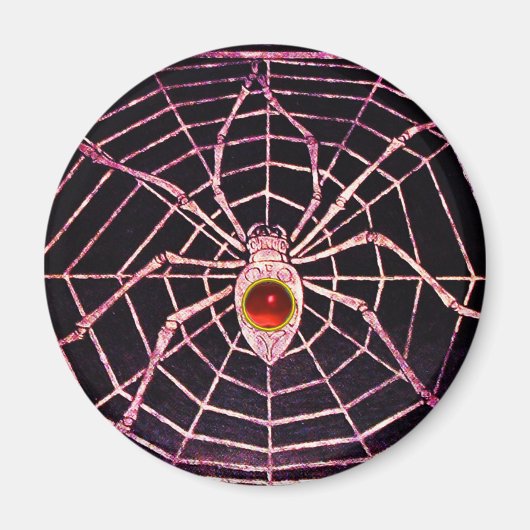 Aimant SPIDER ET WEB Rouge Ruby Noir (Devant)