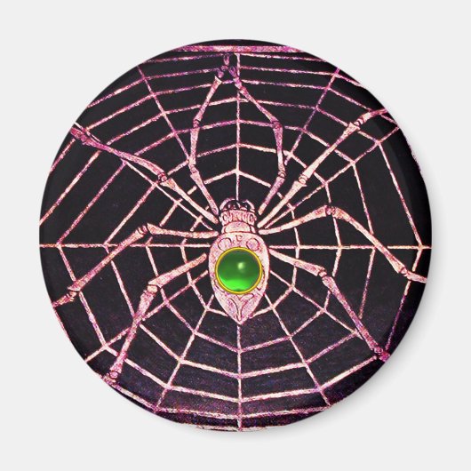 Aimant SPIDER ET WEB Vert Émeraude Noir (Devant)