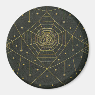 Aimant Spiderweb araignée étoiles noir et or