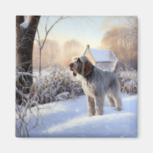 Aimant Spinone Italiano Qu'il neige Noël