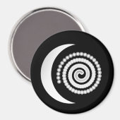 Aimant Spirale de lune d'argent sur noir (Recto/Verso)