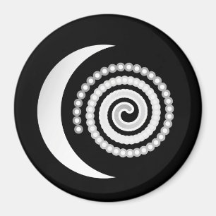 Aimant Spirale de lune d'argent sur noir