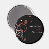 Aimant Spirales & Fleurs Mariage Enregistrer La Date 2 (Recto/Verso)