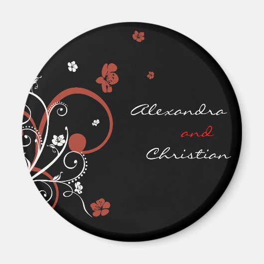 Aimant Spirales & Fleurs Mariage Enregistrer La Date 2 (Devant)