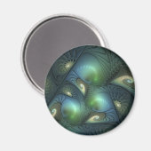 Aimant Spirales Turquoise Beige Vert Abstrait Fractal Art (Recto/Verso)