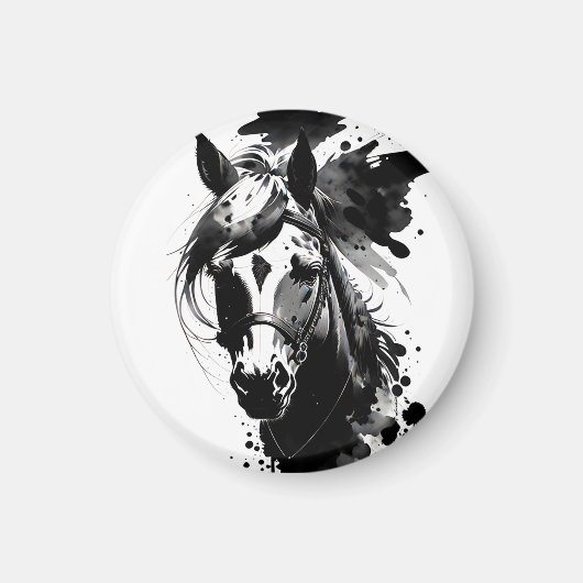Aimant Spirit Pony 3 Noir & Blanc (Devant)