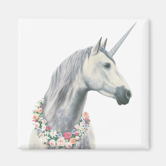 Aimant Spirit Unicorne avec Fleurs autour du cou (Devant)