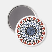 Aimant Spirituel Mandala Yoga Om Blue Rust Kaleidoscope (Recto/Verso)