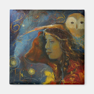 Aimant Spiritueux animaux d'ours et de hibou de Natif