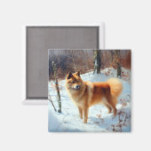 Aimant Spitz Finlandais Laisser Neige Noël (Recto/Verso)