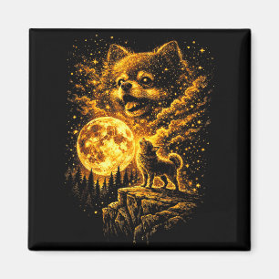 Aimant Spitz nain hurlant à la lune vintage 90s drôle