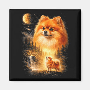 Aimant Spitz nain hurlant à la lune vintage mystique fait